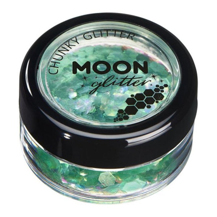 Moon Glitter Iridescent Chunky Glitter, Green-Make up and Special FX-Jokers Costume Mega Store