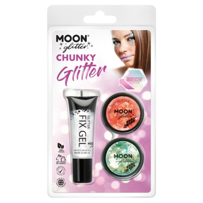 Moon Glitter Iridescent Chunky Glitter, Orange, Green-Make up and Special FX-Jokers Costume Mega Store