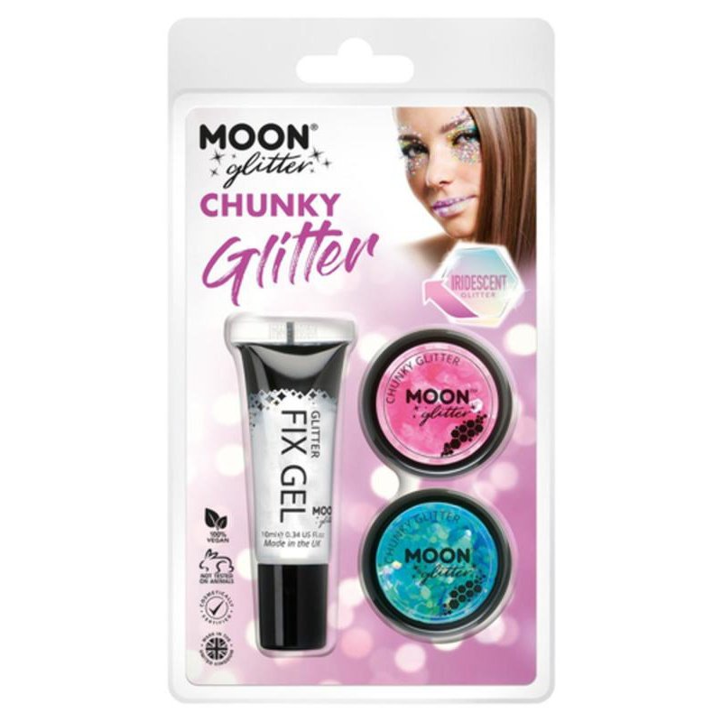 Moon Glitter Iridescent Chunky Glitter, Pink, Blue-Make up and Special FX-Jokers Costume Mega Store