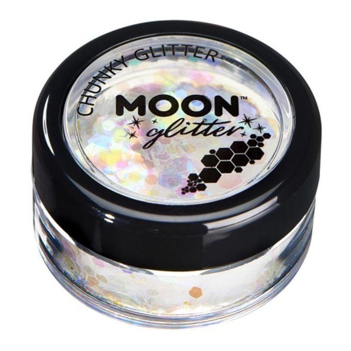 Moon Glitter Iridescent Chunky Glitter, White-Make up and Special FX-Jokers Costume Mega Store