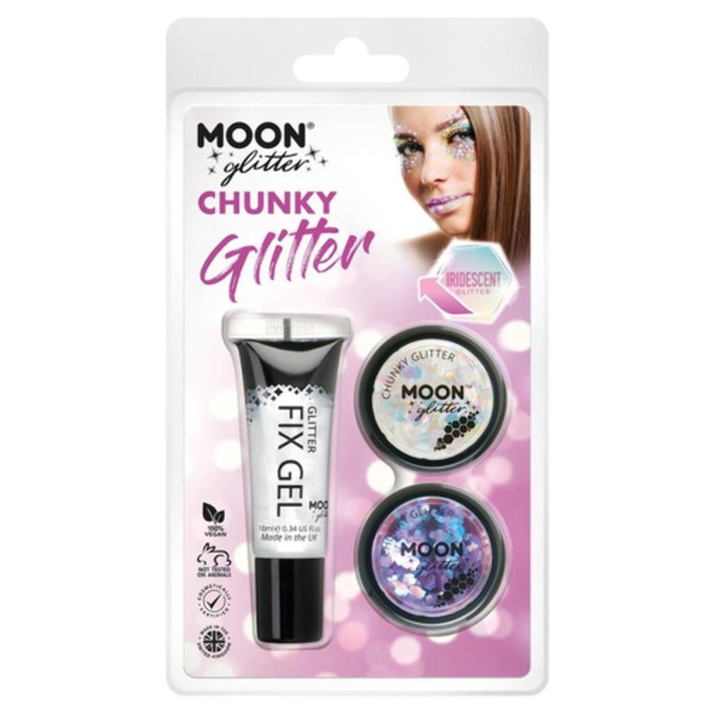 Moon Glitter Iridescent Chunky Glitter, White, Purple-Make up and Special FX-Jokers Costume Mega Store