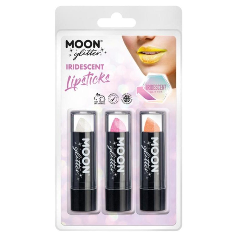 Moon Glitter Iridescent Glitter Lipstick, White, Pink, Orange-Make up and Special FX-Jokers Costume Mega Store