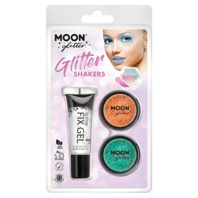 Moon Glitter Iridescent Glitter Shakers, Orange, Green-Make up and Special FX-Jokers Costume Mega Store