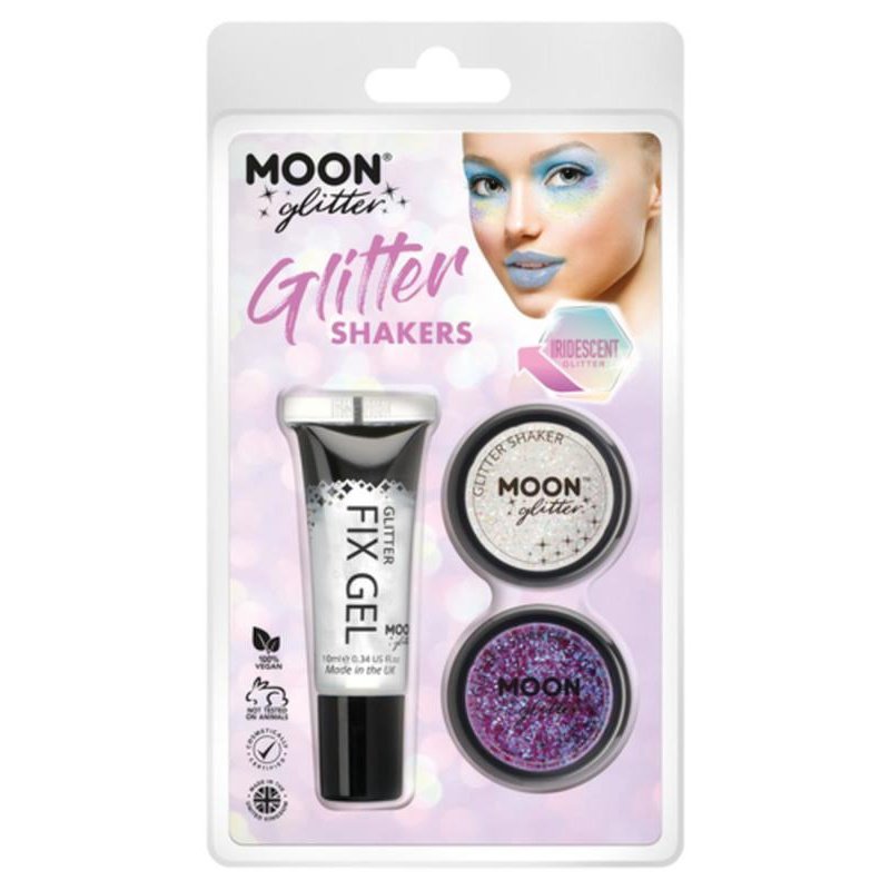 Moon Glitter Iridescent Glitter Shakers, White, Purple-Make up and Special FX-Jokers Costume Mega Store