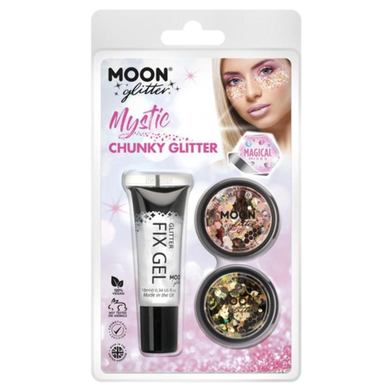 Moon Glitter Mystic Chunky Glitter, Prosecco, Luxe-Make up and Special FX-Jokers Costume Mega Store