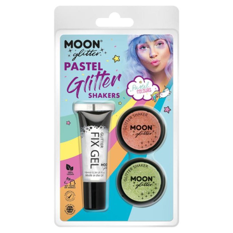 Moon Glitter Pastel Glitter Shakers, Peach, Mint-Make up and Special FX-Jokers Costume Mega Store