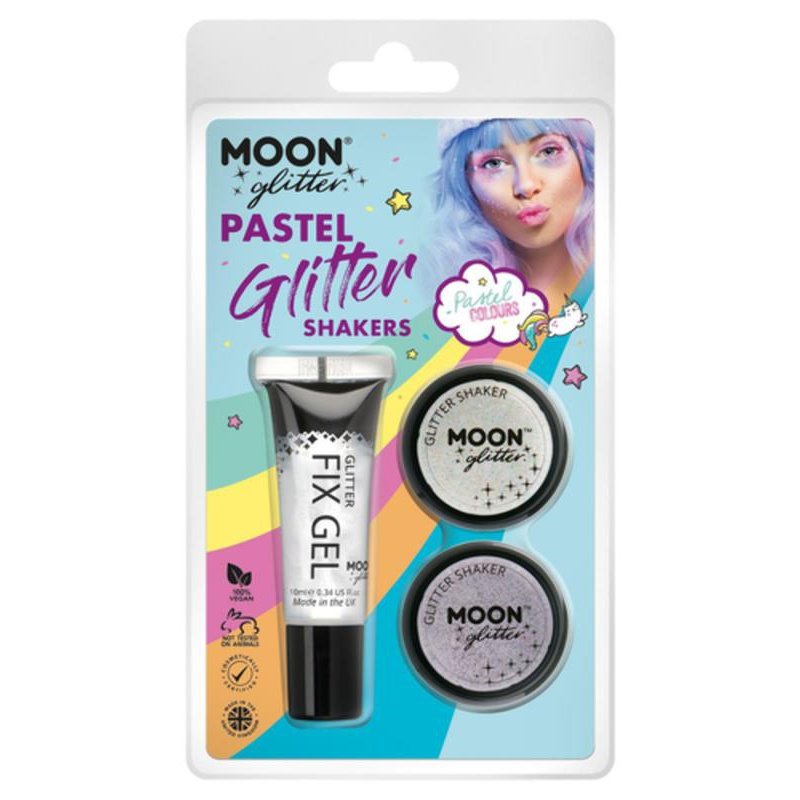 Moon Glitter Pastel Glitter Shakers, White, Lilac-Make up and Special FX-Jokers Costume Mega Store