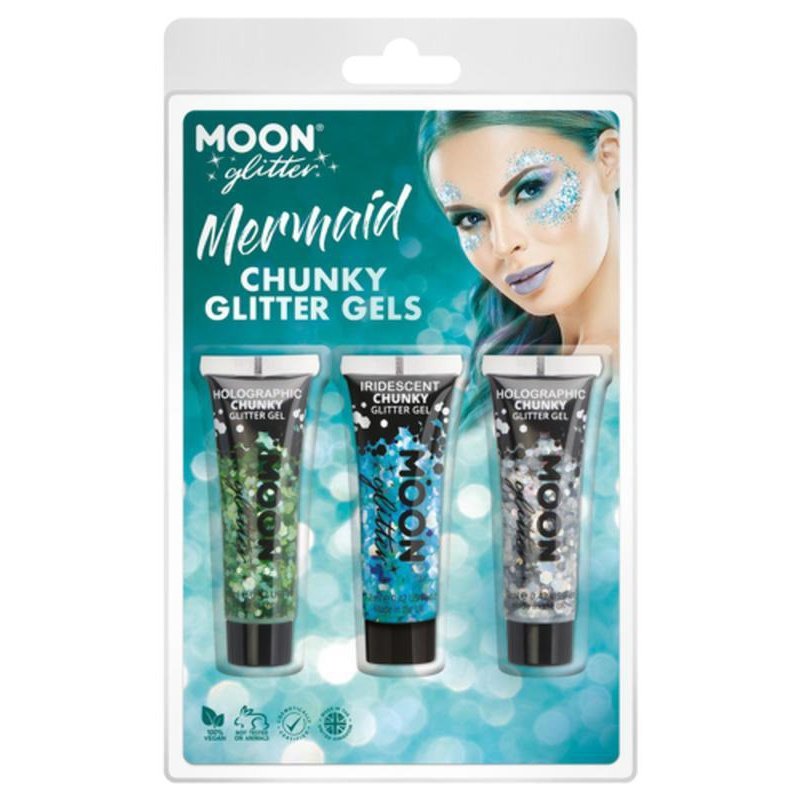 Moon Glitter Themed Clamshells, Blue - Chunky Glitter Gels-Make up and Special FX-Jokers Costume Mega Store