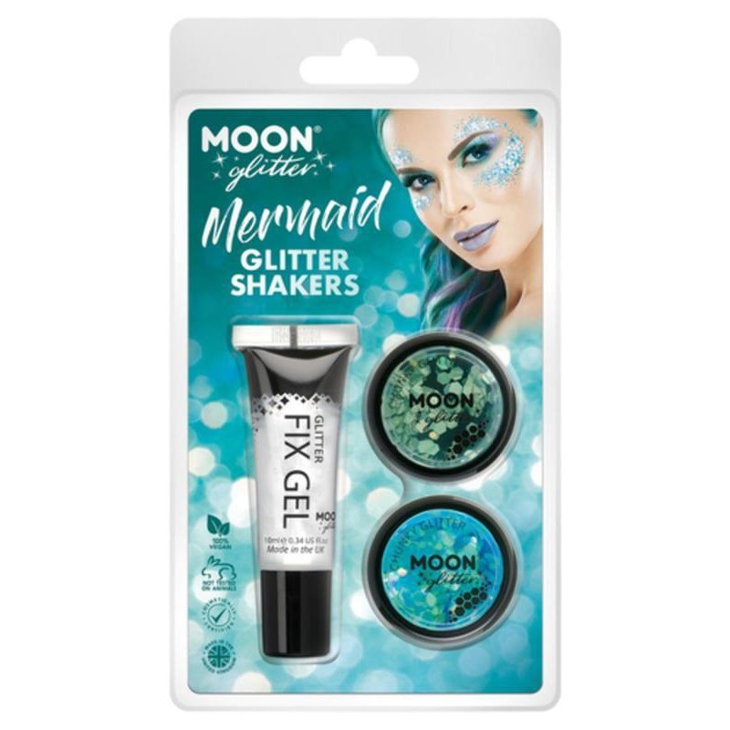 Moon Glitter Themed Clamshells, Blue - Glitter Shakers-Make up and Special FX-Jokers Costume Mega Store