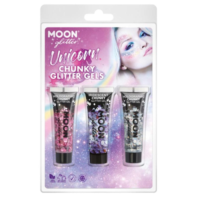 Moon Glitter Themed Clamshells, Pink - Chunky Glitter Gels-Make up and Special FX-Jokers Costume Mega Store