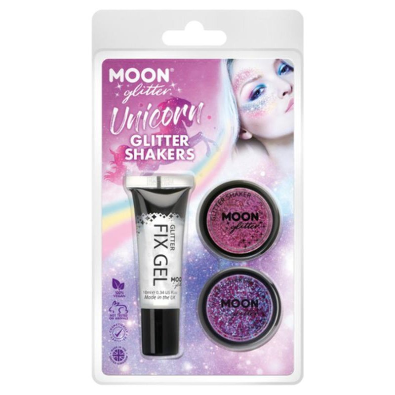 Moon Glitter Themed Clamshells, Pink - Glitter Shakers-Make up and Special FX-Jokers Costume Mega Store