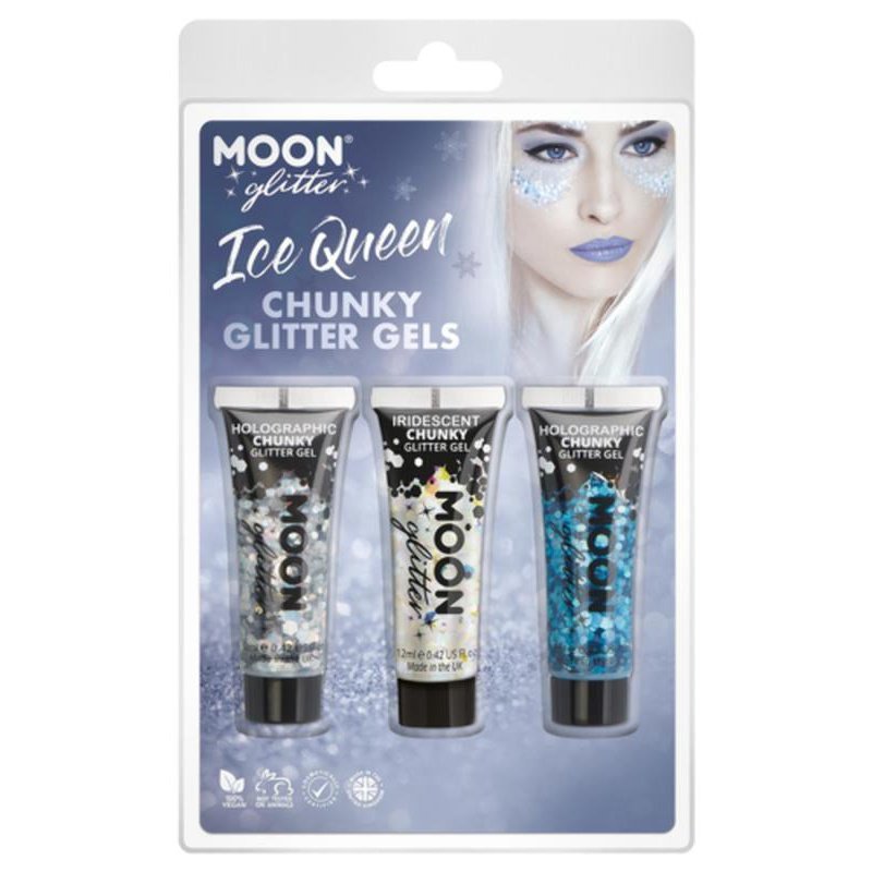 Moon Glitter Themed Clamshells, White - Chunky Glitter Gels-Make up and Special FX-Jokers Costume Mega Store