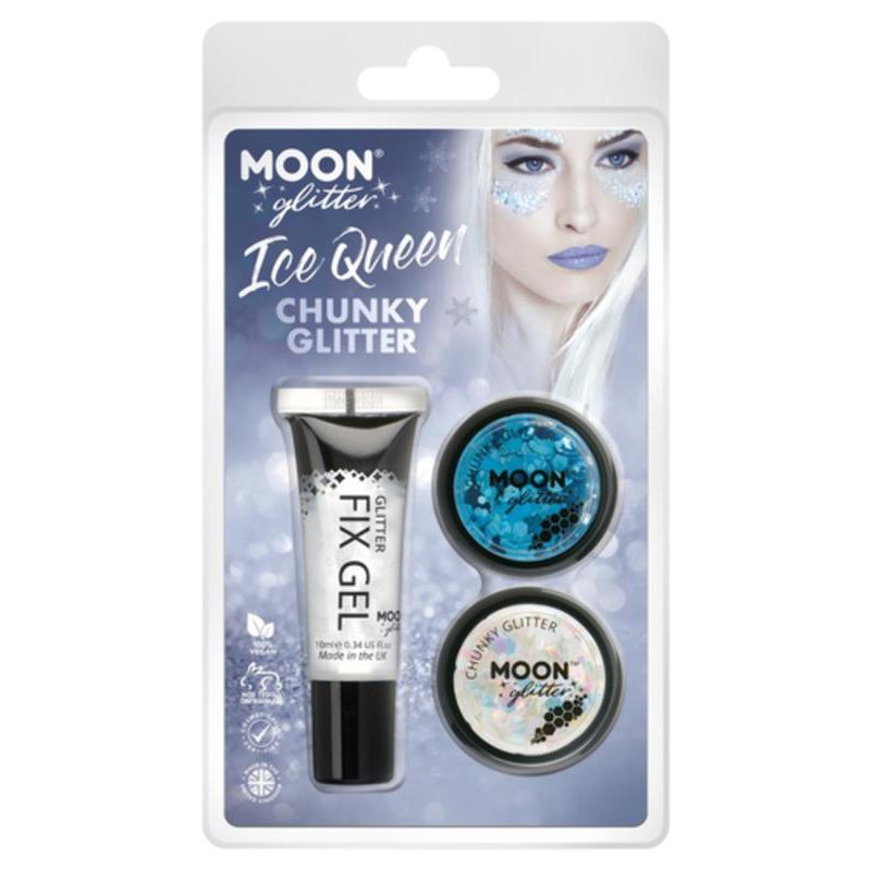 Moon Glitter Themed Clamshells, White - Chunky Glitters-Make up and Special FX-Jokers Costume Mega Store