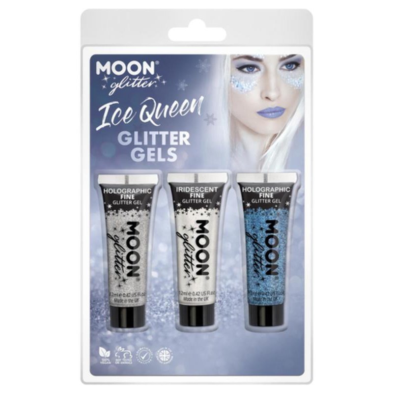 Moon Glitter Themed Clamshells, White - Glitter Gels-Make up and Special FX-Jokers Costume Mega Store