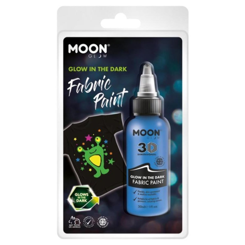 Moon Glow - Glow in the Dark Fabric Paint, Blue-Make up and Special FX-Jokers Costume Mega Store