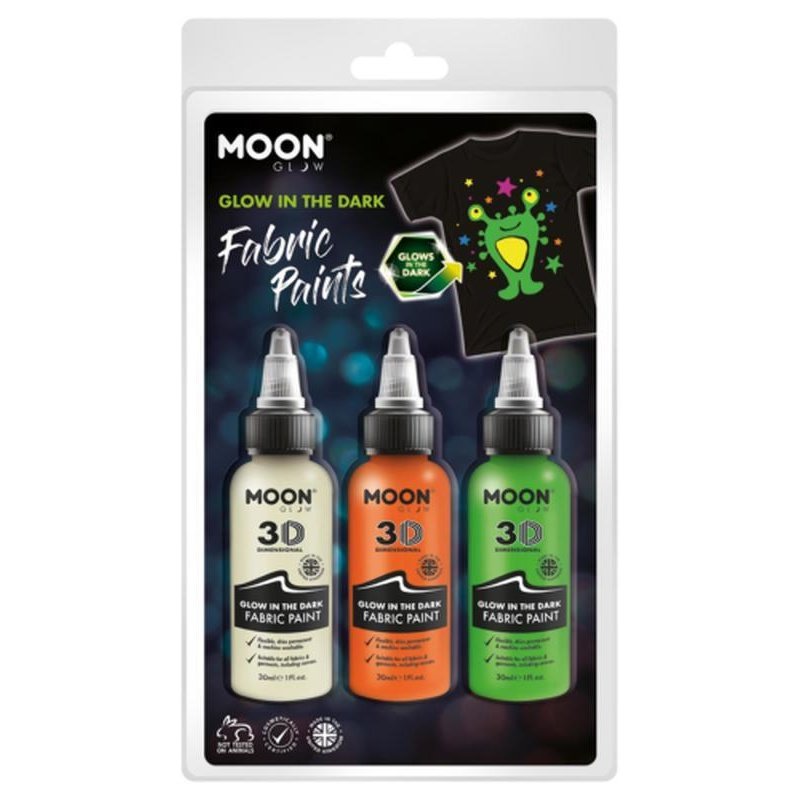 Moon Glow - Glow in the Dark Fabric Paint, Invisible, Orange, Green-Make up and Special FX-Jokers Costume Mega Store