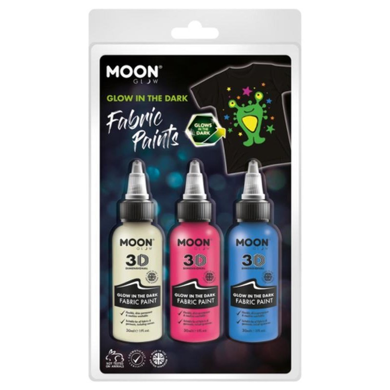 Moon Glow - Glow in the Dark Fabric Paint, Invisible, Pink, Blue-Make up and Special FX-Jokers Costume Mega Store