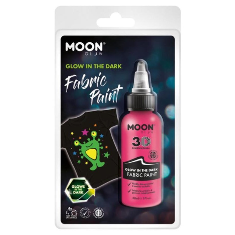 Moon Glow - Glow in the Dark Fabric Paint, Pink-Make up and Special FX-Jokers Costume Mega Store
