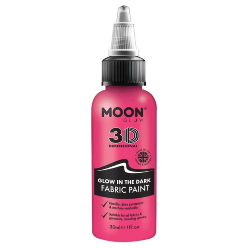 Moon Glow - Glow in the Dark Fabric Paint, Pink-Make up and Special FX-Jokers Costume Mega Store