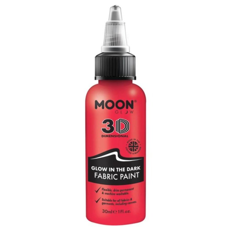 Moon Glow - Glow in the Dark Fabric Paint, Red-Make up and Special FX-Jokers Costume Mega Store