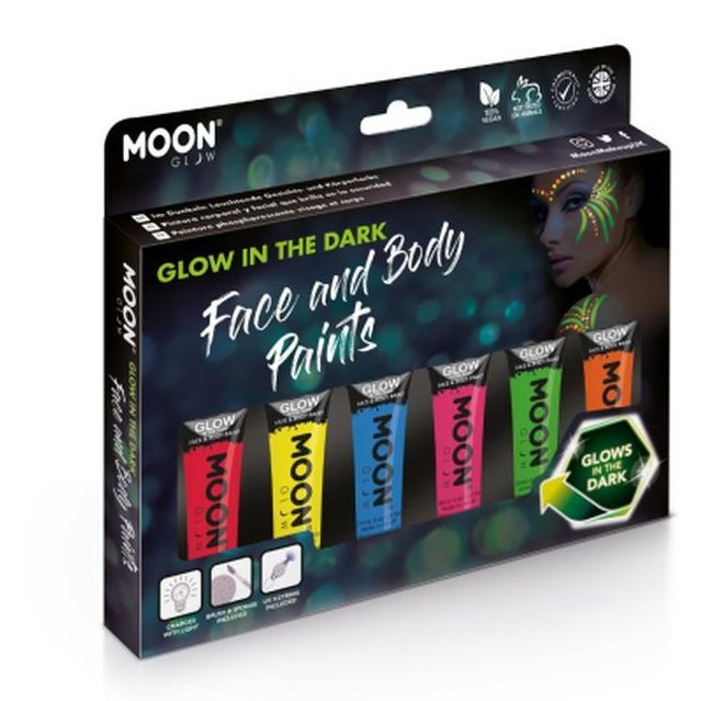 Moon Glow - Glow in the Dark Face Paint, Assorted-Make up and Special FX-Jokers Costume Mega Store