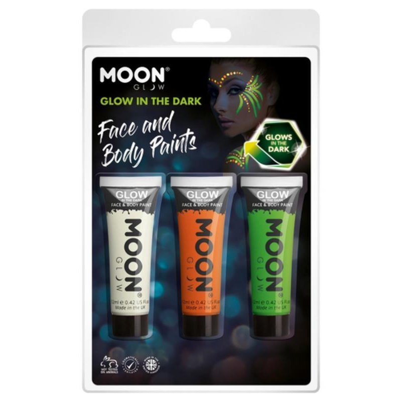 Moon Glow - Glow in the Dark Face Paint, Invisible, Orange, Green-Make up and Special FX-Jokers Costume Mega Store