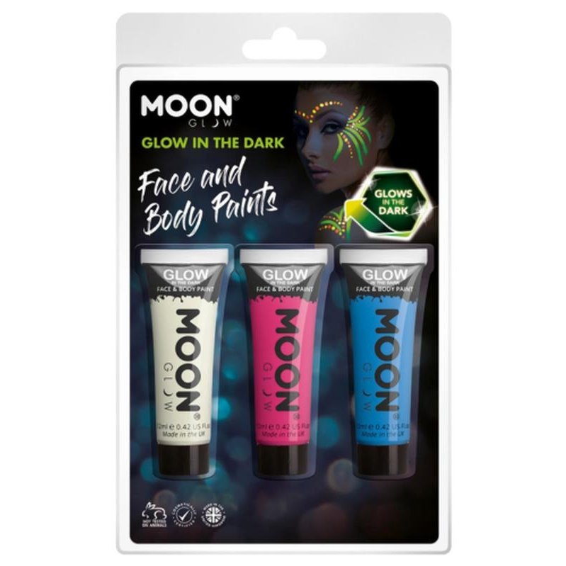 Moon Glow - Glow in the Dark Face Paint, Invisible, Pink, Blue-Make up and Special FX-Jokers Costume Mega Store