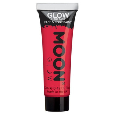 Moon Glow - Glow in the Dark Face Paint, Red-Make up and Special FX-Jokers Costume Mega Store