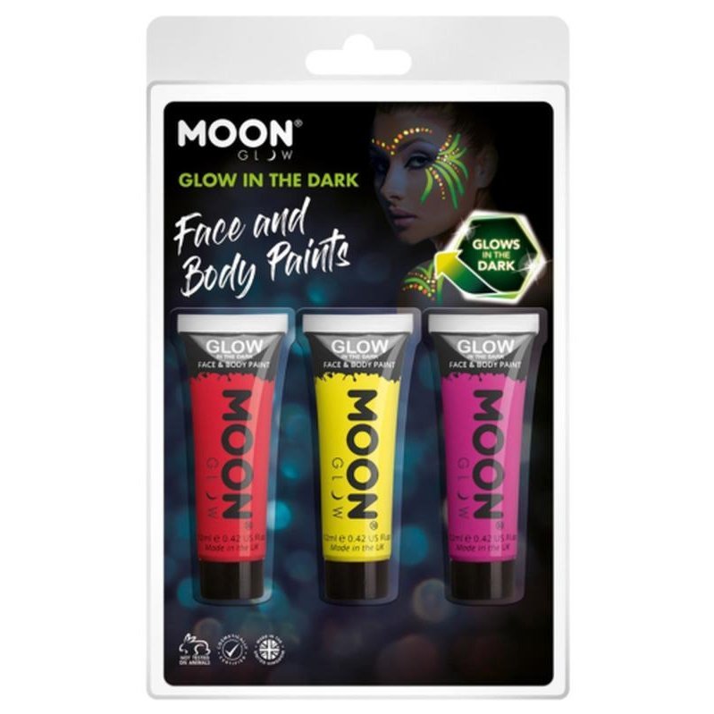 Moon Glow - Glow in the Dark Face Paint, Red, Yellow, Purple-Make up and Special FX-Jokers Costume Mega Store