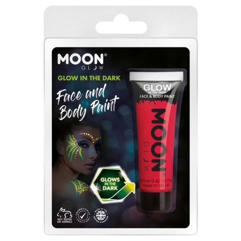 Moon Glow - Glow in the Dark Face Paint, Red-Make up and Special FX-Jokers Costume Mega Store