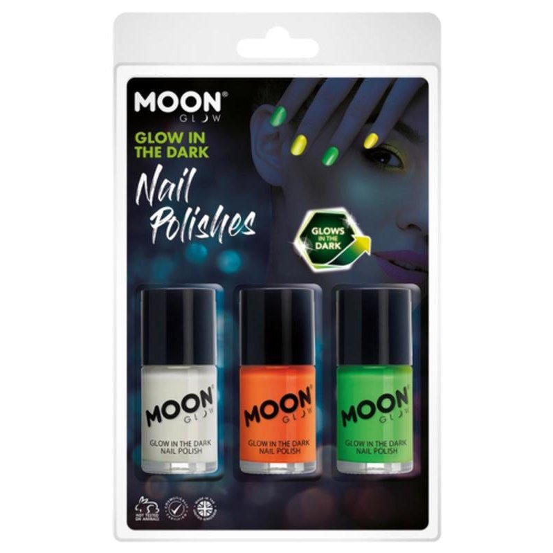 Moon Glow - Glow in the Dark Nail Polish, Invisible, Orange, Green-Make up and Special FX-Jokers Costume Mega Store