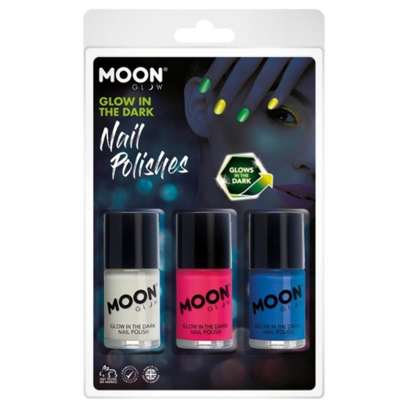 Moon Glow - Glow in the Dark Nail Polish, Invisible, Pink, Blue-Make up and Special FX-Jokers Costume Mega Store