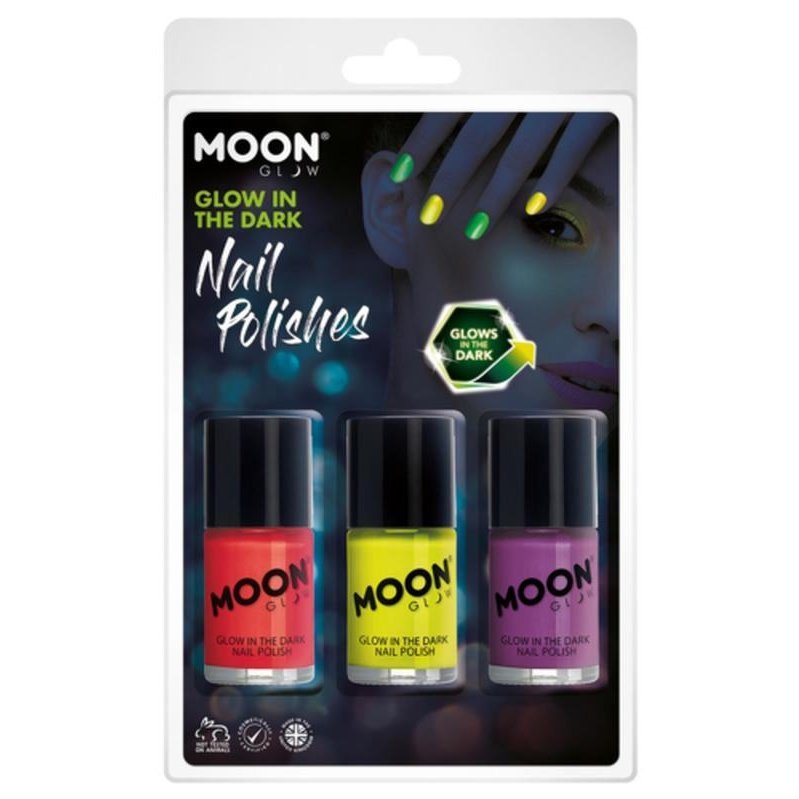 Moon Glow - Glow in the Dark Nail Polish, Red, Yellow, Purple-Make up and Special FX-Jokers Costume Mega Store