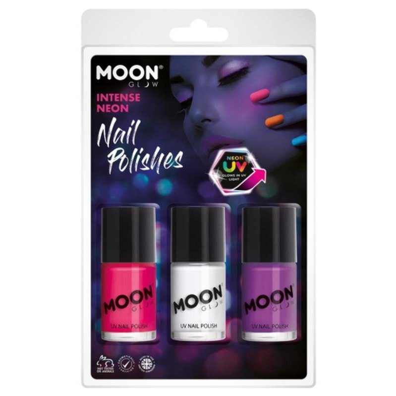 Moon Glow Inense Neon UV Nail Polish, Pink, White, Purple-Make up and Special FX-Jokers Costume Mega Store