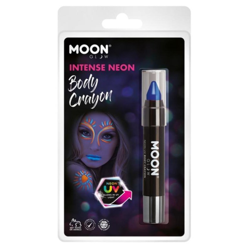 Moon Glow Intense Neon UV Body Crayons, Blue-Make up and Special FX-Jokers Costume Mega Store
