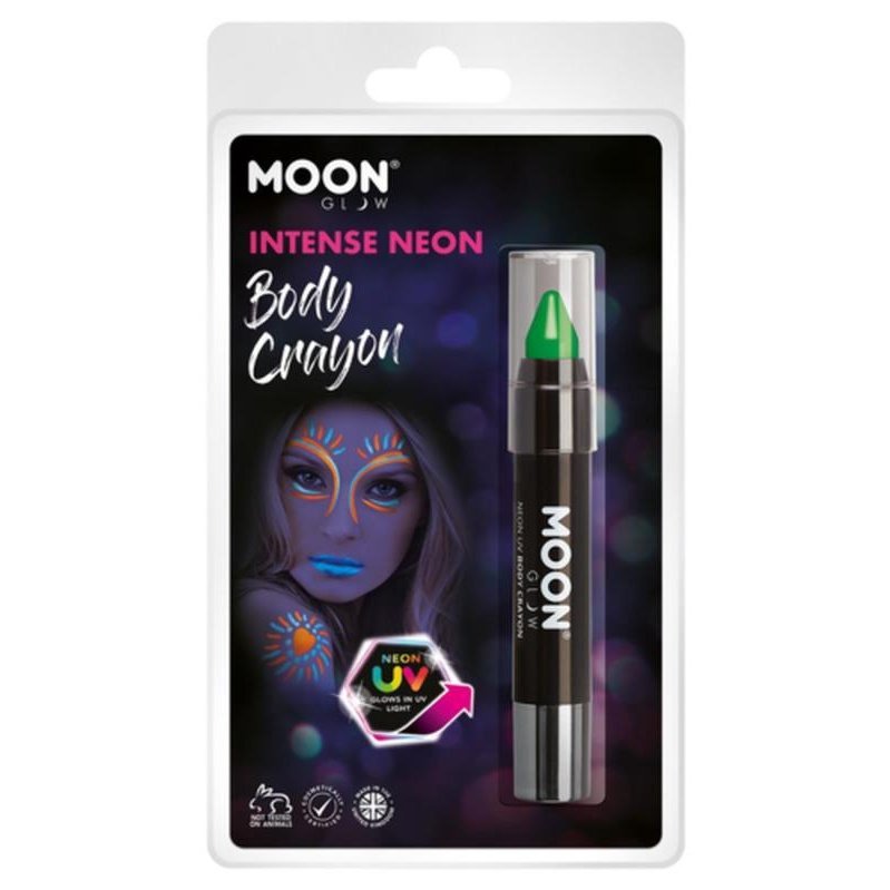 Moon Glow Intense Neon UV Body Crayons, Green-Make up and Special FX-Jokers Costume Mega Store