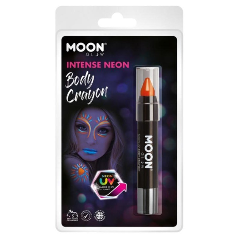 Moon Glow Intense Neon UV Body Crayons, Orange-Make up and Special FX-Jokers Costume Mega Store