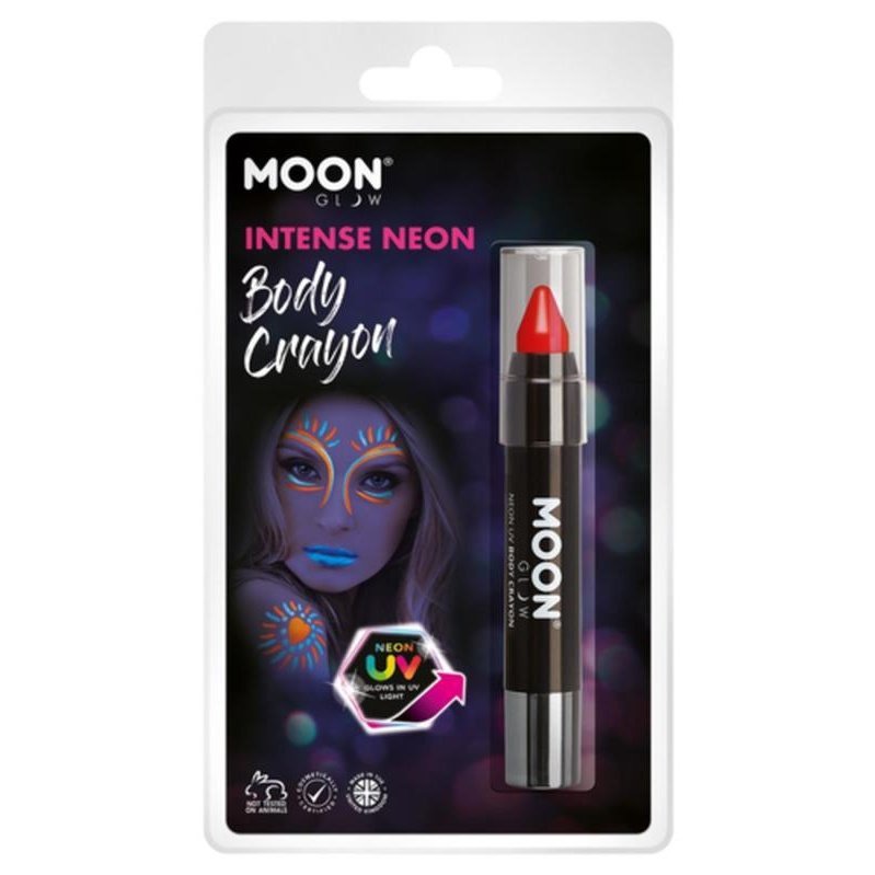 Moon Glow Intense Neon UV Body Crayons, Red-Make up and Special FX-Jokers Costume Mega Store