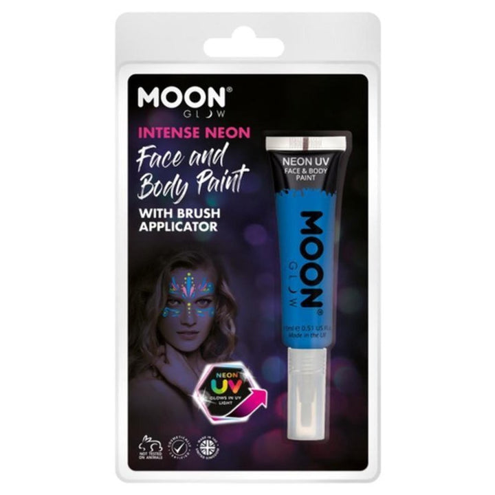 Moon Glow Intense Neon UV Face Paint, Blue with Brush Applicator-Make up and Special FX-Jokers Costume Mega Store