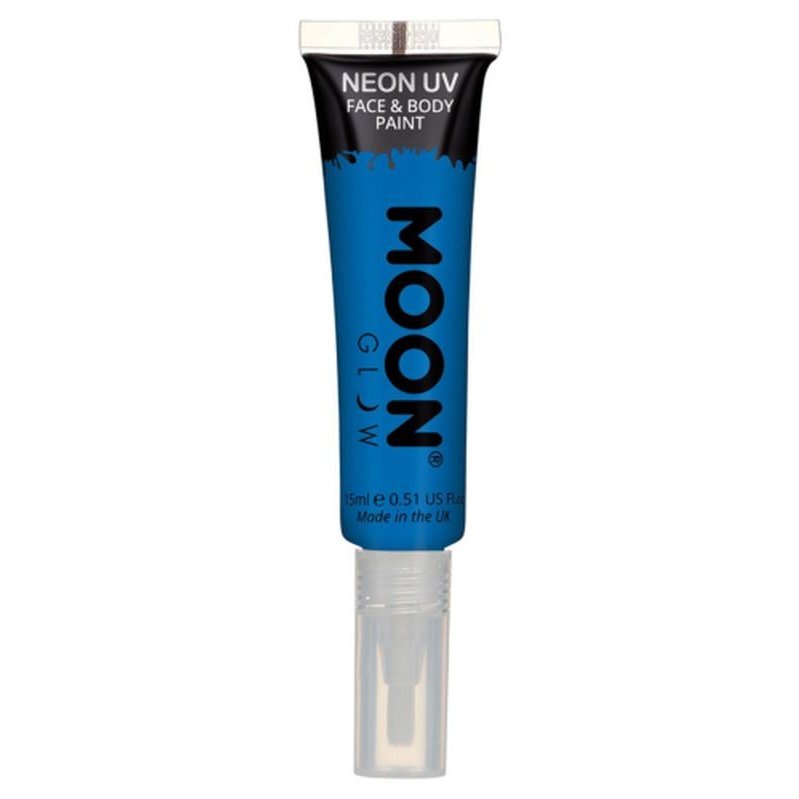 Moon Glow Intense Neon UV Face Paint, Blue with Brush Applicator-Make up and Special FX-Jokers Costume Mega Store