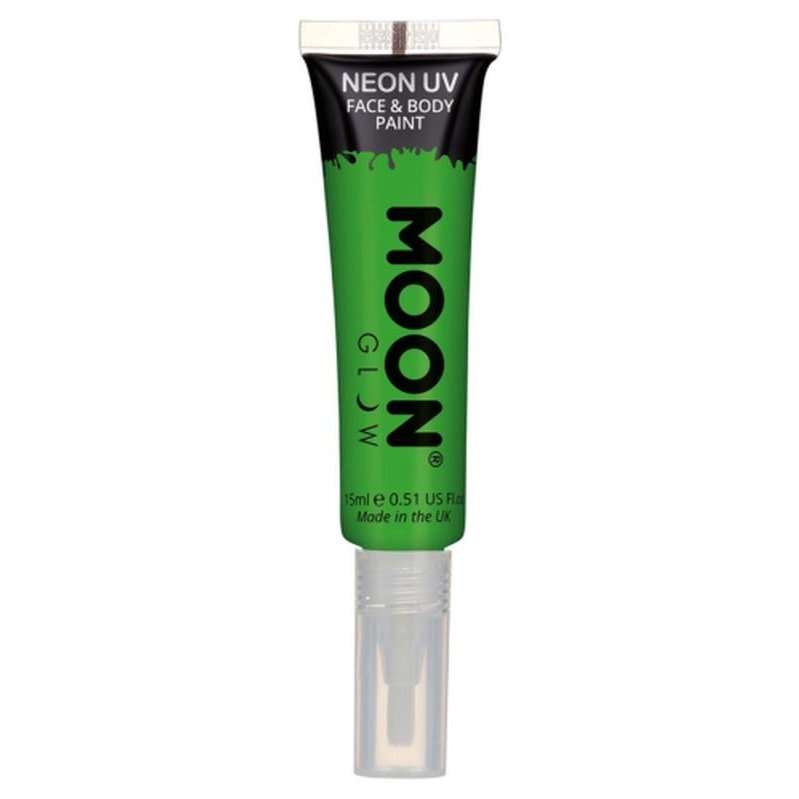 Moon Glow Intense Neon UV Face Paint, Green with Brush Applicator-Make up and Special FX-Jokers Costume Mega Store