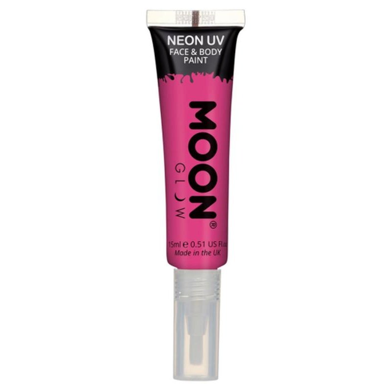Moon Glow Intense Neon UV Face Paint, Hot Pink with Brush Applicator-Make up and Special FX-Jokers Costume Mega Store