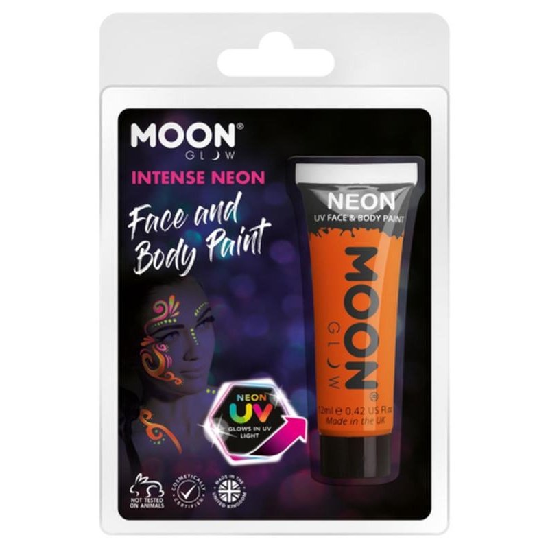 Moon Glow Intense Neon UV Face Paint, Orange-Make up and Special FX-Jokers Costume Mega Store