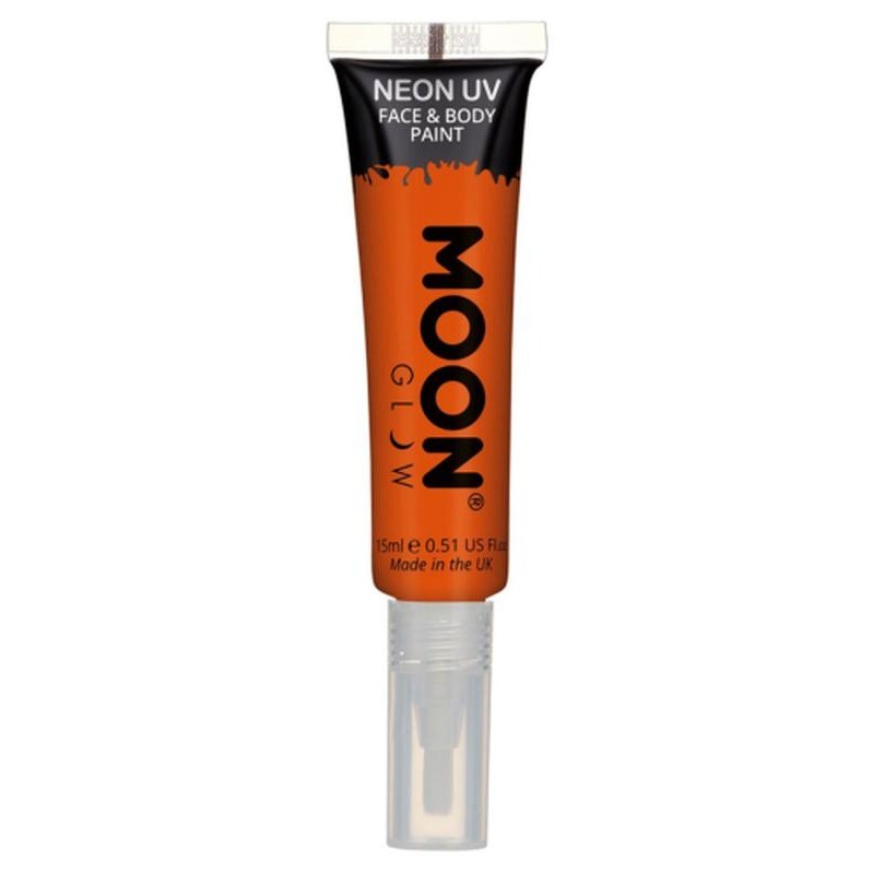 Moon Glow Intense Neon UV Face Paint, Orange with Brush Applicator-Make up and Special FX-Jokers Costume Mega Store