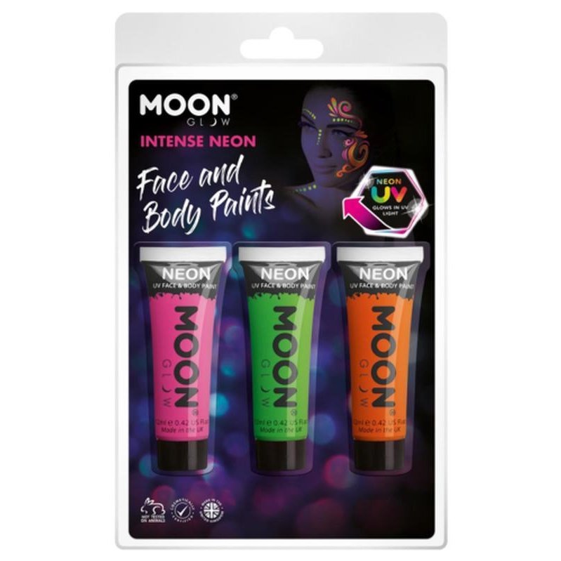Moon Glow Intense Neon UV Face Paint, Pink, Green, Orange-Make up and Special FX-Jokers Costume Mega Store