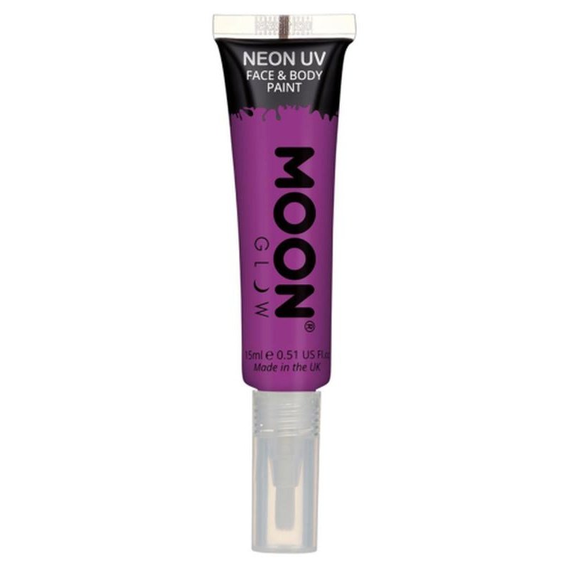 Moon Glow Intense Neon UV Face Paint, Purple with Brush Applicator-Make up and Special FX-Jokers Costume Mega Store