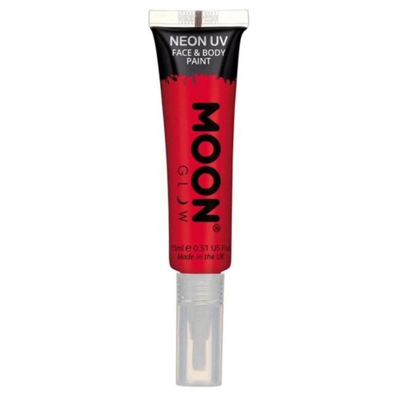 Moon Glow Intense Neon UV Face Paint, Red with Brush Applicator-Make up and Special FX-Jokers Costume Mega Store