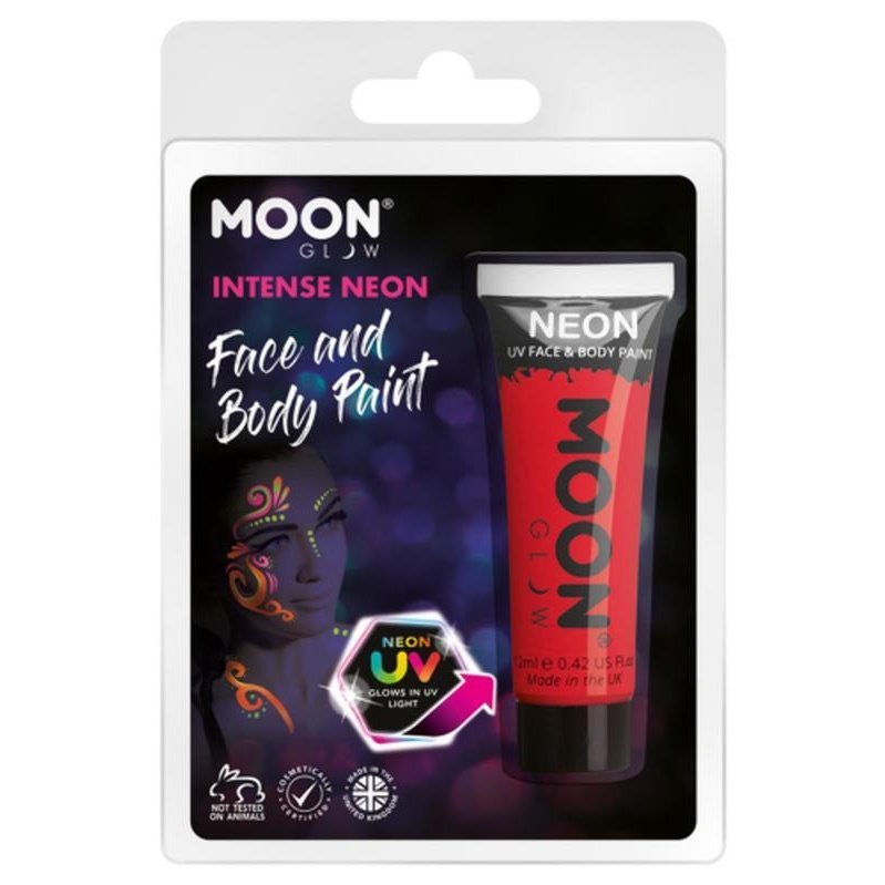 Moon Glow Intense Neon UV Face Paint, Red-Make up and Special FX-Jokers Costume Mega Store