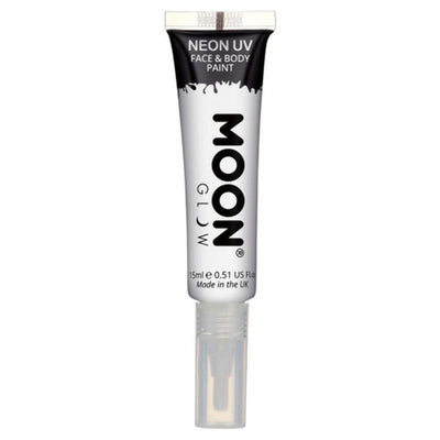 Moon Glow Intense Neon UV Face Paint, White with Brush Applicator-Make up and Special FX-Jokers Costume Mega Store
