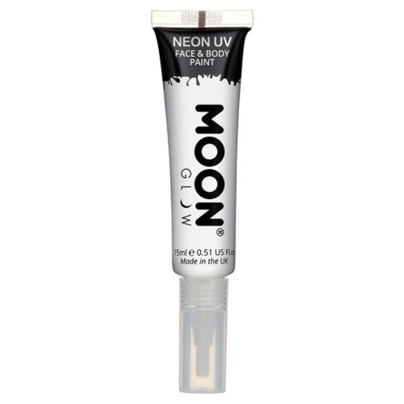 Moon Glow Intense Neon UV Face Paint, White with Brush Applicator-Make up and Special FX-Jokers Costume Mega Store